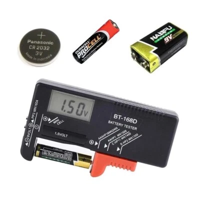 TESTER BATTERIE DIGITALE TEST PILE CARICA 1,5-9V AA AAA BOTTONE MINI STILO - Image 1 of 4