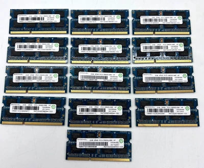 QTY: 13 Ramaxel 2GB PC3-10600 2Rx8 SO-DIMM RAM Bundle Tested Lenovo - Image 1 of 3
