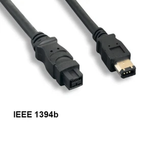 Kentek 3ft IEEE-1394b 9 Pin to 6 Pin Firewire Cable 400Mbps iLINK DV PC Black - Picture 1 of 1