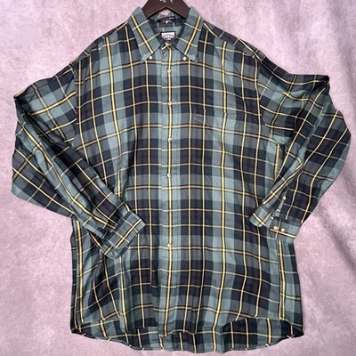 Camisa con botones de algodón a cuadros azul verde amarillo Faconnable XLL para hombre Foto 1 de 4