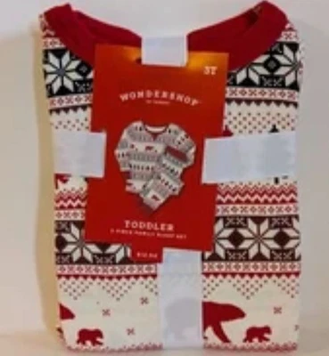 Juego de pijama familiar a juego con estampado Fair Isle de vacaciones para niños pequeños - Wondershop Red 3T Foto 1 de 2