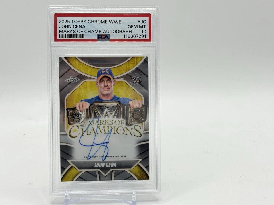 2025 Topps Chrome WWE John Cena Marks of Champions On Card Auto PSA 10 *LOW POP* - Image 1 of 2