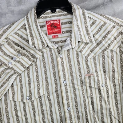 Sendero Short Sleeve Shirt Men Large Wyatt Pearl Snap Serape Stripe Western - Image 1 of 4