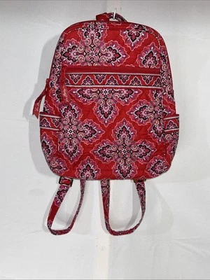 Mochila para mujer Vera Bradley roja franca escarlata cachemira multi bolsillo Foto 1 de 4