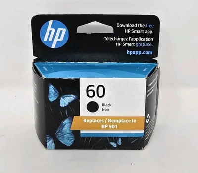 HP 60 Black Ink Cartridge Expires June 2026 New Sealed - Image 1 of 2