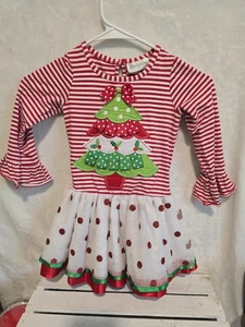 Emily Rose Polkadot/Striped Christmas Tree Tulle  Dress Sz girls 4 no leggings - Picture 1 of 3
