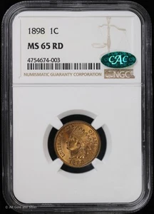 1898 1C Indian Head Cent NGC MS 65 Red CAC | RD Uncirculated BU - Picture 1 of 4