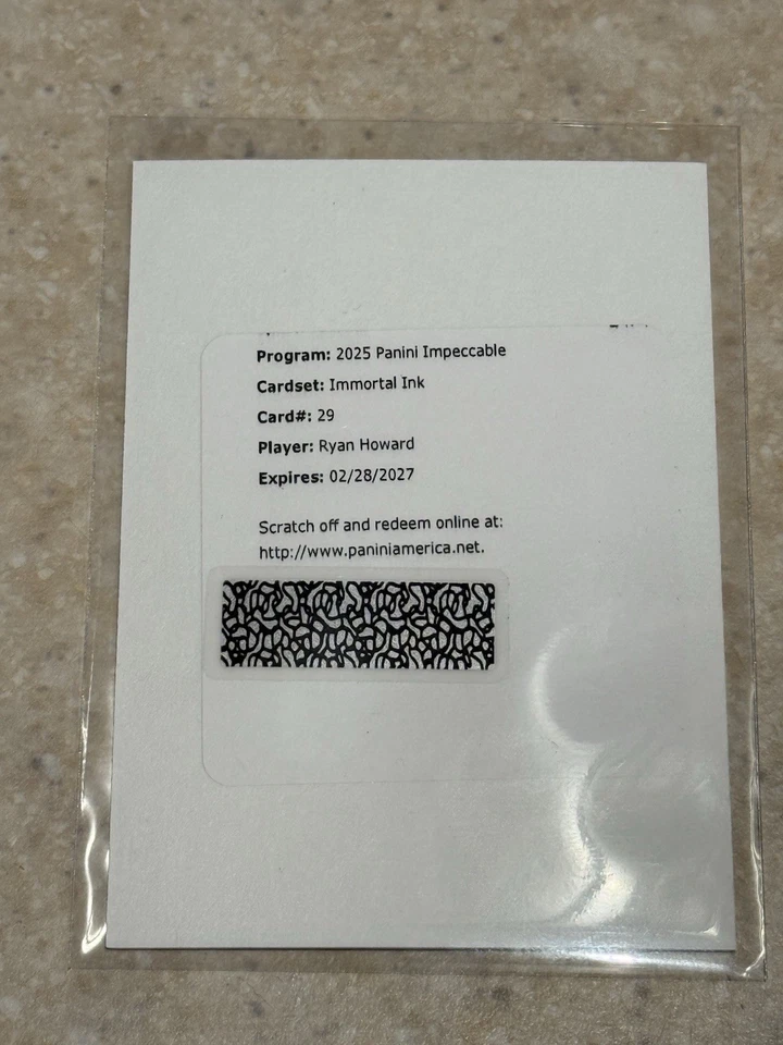 Tarjeta de béisbol impecable Ryan Howard/35 Auto Immortal Ink 2025 Panini Foto 1 de 1