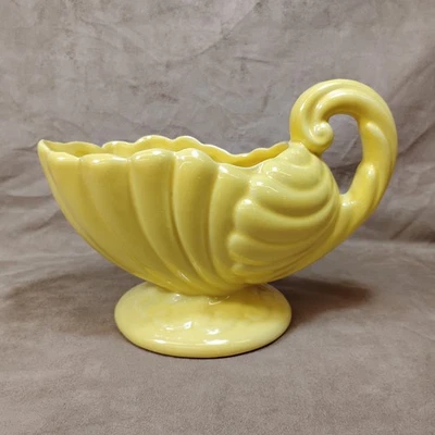 Vintage Haeger USA Yellow Ceramic Planter #3084 Cornucopia Shell Design - Image 1 of 4