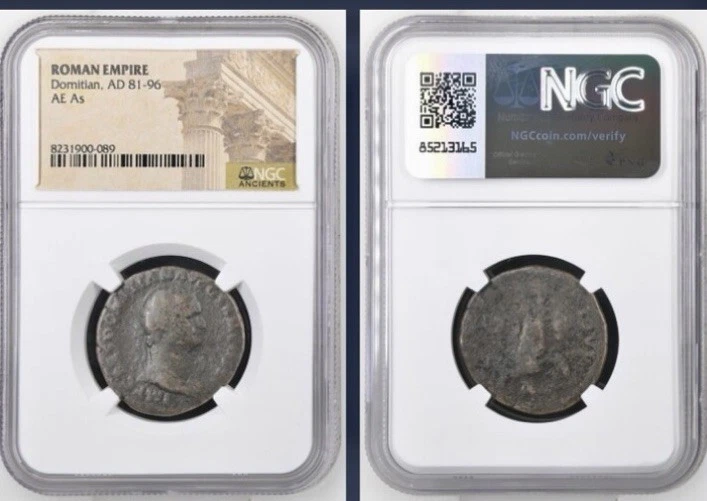 Emperor Domitian 81-96 AD AE As Genuine NGC Certified Ancient Roman Coin - Image 1 of 4
