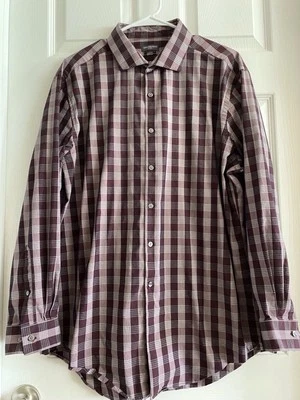 Рубашка Van Heusen Flex Slim Fit мужская размер XL 17,5 32/33 клетчатая с длинным рукавом - Изображение 1 из 4