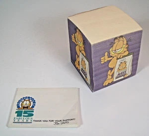 Garfield Kitty Litter Max Notepad Cube Paper & 15 Year Celebration Post-it Notes - Picture 1 of 13