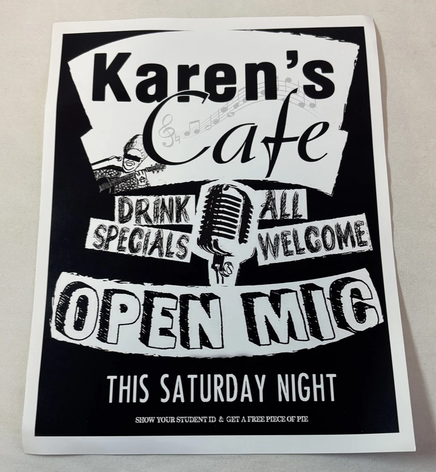 ONE TREE HILL producción original usado KAREN'S CAFÉ MICRÓFONO ABIERTO VOLANTE Foto 1 de 1