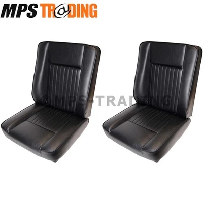 Juego de dos asientos delanteros exteriores de vinilo Land Rover Serie 2 2a 3 negro de lujo Foto 1 de 4