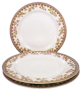 3 Haviland & Co Salad Plates Schleiger 969 Pink Flowers Green Scrolls Antique - Picture 1 of 5