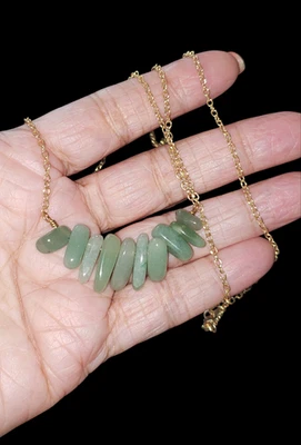 Jadeite Nugget Bar Necklace with 18K Gold Filled Chain (10.4 grams)! - Image 1 of 4