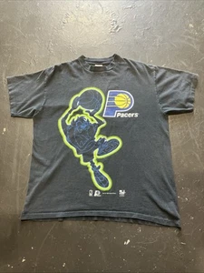 Vintage Fade 90s Taz Indiana Pacers NBA Licensed Single Stitch Shirt Black L USA - Picture 1 of 10