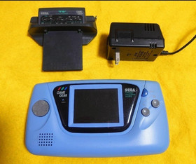 SEGA Game Gear Gamegear Blue Console Recapped with TV Tuner Power Adapter s0911M
