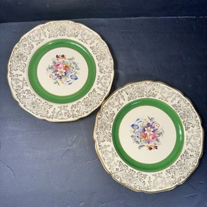 Vintage Johnson Brothers Floral Plate Victorian Green Spring Made in England   - Picture 1 of 10