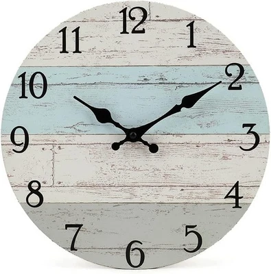 Farmhouse Wall Clock for Bedroom, Kitchen Wall Clock Decor, 12'' Big Rustic Wood - Image 1 of 4