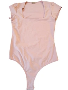 Free People Bodysuit Women Medium White Slim Thong Cap Sleeve Square Neck EUC - Picture 1 of 9