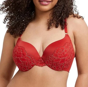 NEW MAIDENFORM Love the Lift Underwire Demi Push Up Wonder Bra Deep Red 34C - Picture 1 of 5