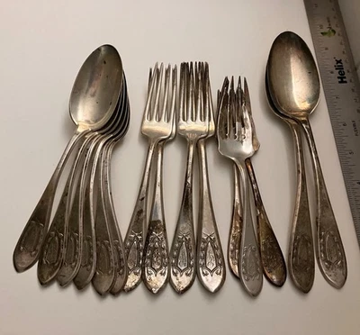 Cubiertos antiguos de plata de ley de 706 gramos Meriden Britannia International Foto 1 de 4