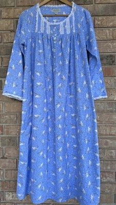 Lanz of Salzburg Flannel Blue Women’s Small White Dove Cotton Comfy Nightgown - Image 1 of 4