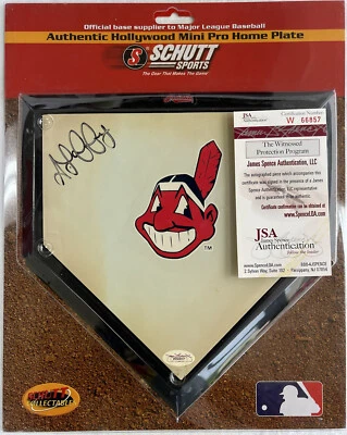 Aaron Laffey Hand Signed Cleveland Indians MLB Logo Mini Home Plate JSA COA - Image 1 of 4