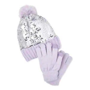 Wonder Nation Girls Sequin Change Hat and Tech Touch Gloves 2pc Set - Picture 1 of 6