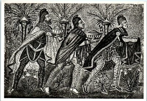 Real Photo 3 Wise Men Mosaic, S. Apollinare Church, Ravenna, Italy RPPC Postcard - Picture 1 of 2