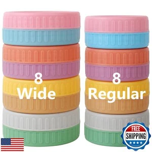 8 Wide Mouth Mason Jar Lids and 8 Mason Jar Lids Regular Mouth, Thickened Lea - Picture 1 of 5