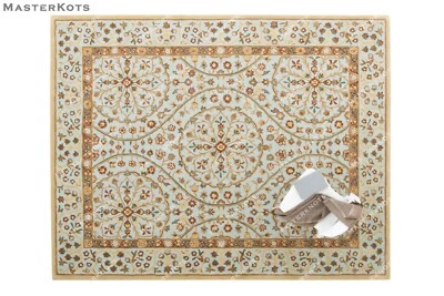 Laslie Porceline Blue Oriental Floral Hand-Tufted 100% Wool Soft Area Rug Carpet - Image 1 of 4