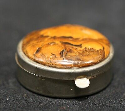 Lovely Vintage Silver Plated Pill Box With Semi Precious Stone Insert • 5$