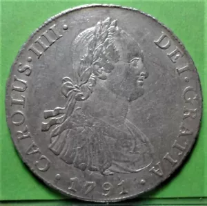 CARLOS IIII, 8 Reales, 1791, POTOSÍ -JR, ESPAÑOL COLONIAL, Plata, - Imagen 1 de 2