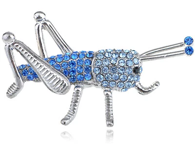 Сапфир синий кристалл со стразами кузнечик насекомое жук костюм сделано брошь заколка - Изображение 1 из 4