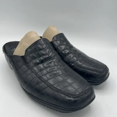 Mephisto Air Jet Black Women’s Sz 9 Leather Mules Croc Embossed GUC Alligator - Image 1 of 4