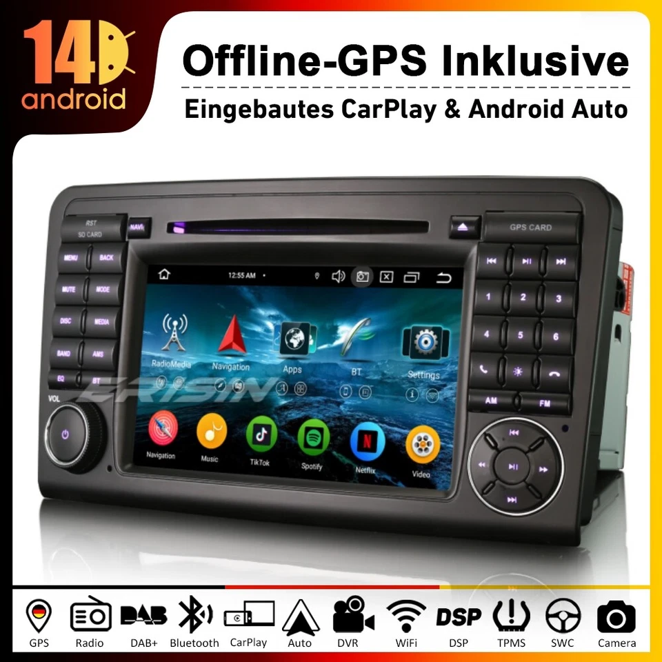 8 Kern Android 14 DVD Autoradio Navi DSP 4G Mercedes Benz ML/GL Klasse W164 X164 - Bild 1 von 4
