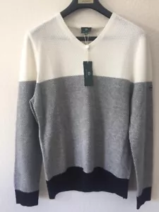 NUEVO CON ETIQUETAS AG Green Label Lana/Gris Cachemira/Crema/Negro Suéter L - Imagen 1 de 8