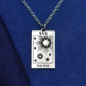 Star Tarot Card Necklace - Sterling Silver 18 Inch - NEW - Picture 1 of 3