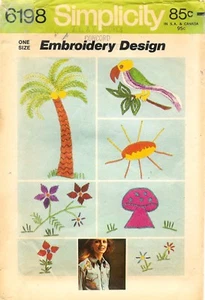 Vintage 1973 Simplicity # 6198 Transfer Pattern For Embroidery; One Size - Picture 1 of 2