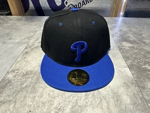NWT Philadelphia Phillies New Century Black Hat/ Blue P And Blue Brim. Cap. Lid - Picture 1 of 3