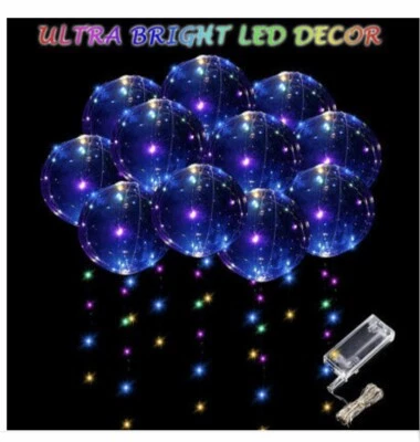 Paquete de 60 Globos BoBo con Iluminación LED Fiesta Cumpleaños Transparente Burbuja Globos-EE. UU. Foto 1 de 4