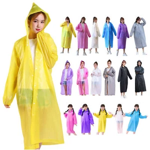 1pc Raincoat Waterproof Adult/Kid Outdoor Camping Hiking Hooded Rain Coat - Picture 1 of 31