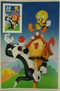 SCOTT #3204c 32c Sylvester & Tweety Looney Tunes Label Panel Single Stamp +Bonus - Picture 1 of 1