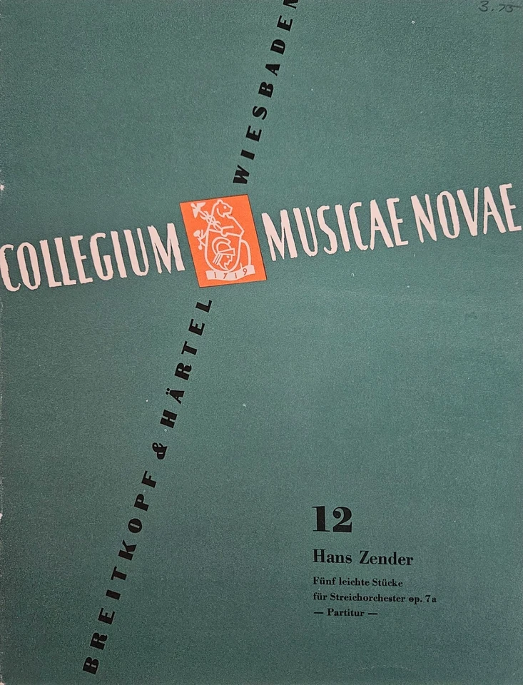 Hans Zender Fünf leichte Stücke Five Easy Pieces for String Orchestra Full Score - Image 1 of 1