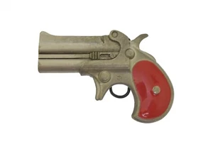 Vintage 2004 Mobtown Zinn Gürtelschnalle Gewehr Pistole roter Griff - Bild 1 von 2