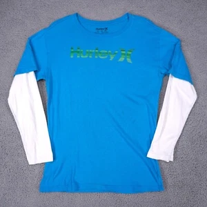 Camiseta de béisbol Hurley Teens XL azul 100 % algodón manga larga raglán - Imagen 1 de 8