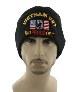 NEU! US MILITARY VIETNAM VETERAN POW MIA BEANIE CAP MÜTZE SCHWARZ - Bild 1 von 2