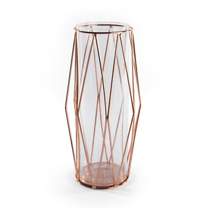 Geometric Vase Modern Rose Gold Design Table Centrepiece For Flowers M&W
